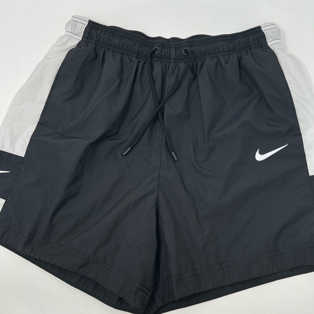 Nike Women's Sportswear Shorts Medium Color Block Black White Swish Athletic